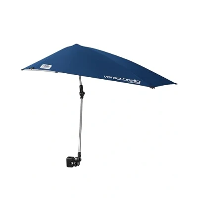 Image of Sport Brella Versa Adjustable Umbrella, 360 4 Way Tilt, Universal Clamp, UPF 50+ Sun Protection, Lightweight &amp; Compact for Chairs, Golf Bags, Strollers, Easy Set Up, 107cm, Midnight Blue