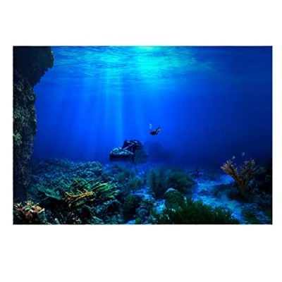 Image of EBTOOLS Poster for Aquarium, Fish Tank Backdrop PVC Adhesive Aquarium Background Sticker Seafloor Water Grass Pattern Wallpaper Decoration 24.02 x 16.14 inch