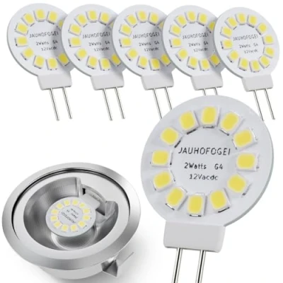 Image of G4 LED Bulbs Cool White 6000K 2W equivalent to JC 12V 20W Halogen Capsule Light Bulb 2 Pin Base Mini 12 Volt 20 Watt for Cooker Hood Extractor Oven Lamp 20w/12v Bipin 6 Pack