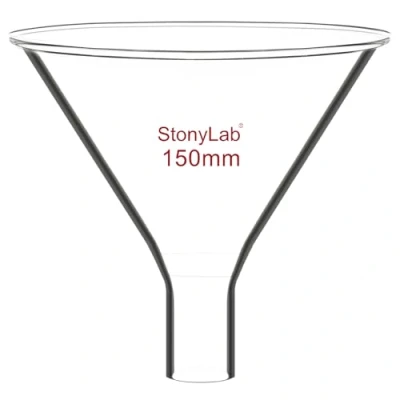 Image of stonylab Glass Powder Funnel, Heavy Wall Borosilicate Short Stem Funnel with 150 mm Top Diameter and 26 Length