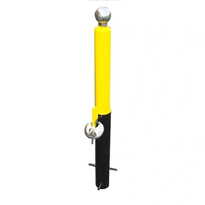 Image of Maypole Heavy Duty Removable Trailer and Caravan 50 mm Hitch Security Post Concrete Set Type, Yellow/Black