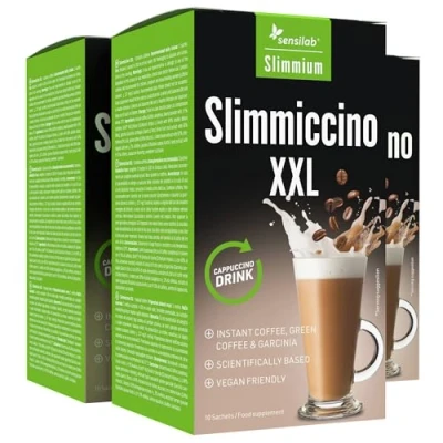 Image of Caffeine Boost Drink, with Green Coffee Extract, Chicory Root Inulin, and Guarana, Cappuccino Flavor, 30 sachets for 1 month, Slimmiccino XXL by Sensilab