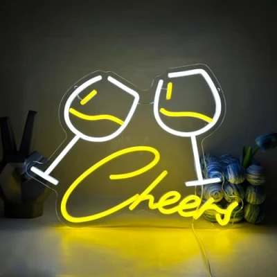 Image of UExnkj Y Neon Wine Glass,USB Cable Powered Bar Sign with Switch Bar,Party,Festival,Wall Decor,Neon Light