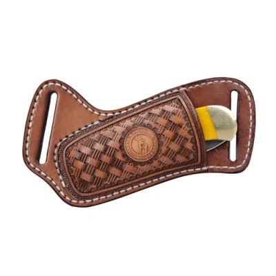 Image of TOURBON Leather Pocket Knife Sheath for Belt EDC Holster Penknife Tool Pouch Handmade Gift Men