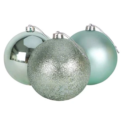 Image of Christmas Concepts® 3 150mm Extra Large Baubles Shiny, Matte &amp; Glitter Design Decorations (Mint Green)