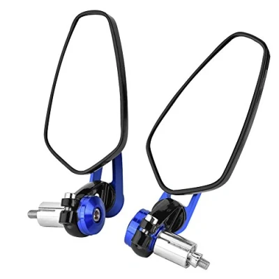 Image of Qiilu 7/8&quot; 22mm Motorcycle Rear View Mirrors Bar End Aluminum Alloy Side Handlebar (Blue)