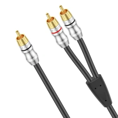 Image of J&amp;D RCA Cable, 1 Male to 2 Y Splitter Digital Stereo Audio Cable Subwoofer Cord for Subwoofer, Home Theater, 4.5 Meter