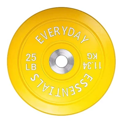 Image of BalanceFrom Everyday Essentials Color Coded Olympic Bumper Plate Weight w Steel Hub,Yellow