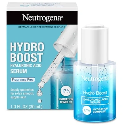 Image of Neutrogena Hydro Boost Hyaluronic Acid Serum with 17% Hydration Complex, Lightweight Daily Facial for Dry Skin, Oil Free Fragrance Free, 1 fl. oz