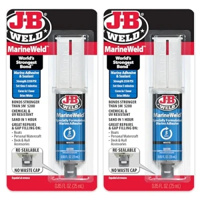 Image of J B Weld MarineWeld Syringe 2 Pack, White, UV Resistant, High Strength &amp; Impact 25ml 50172