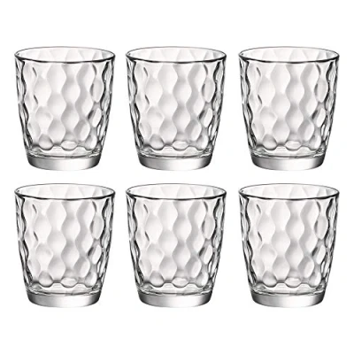 Image of Queensway Home &amp; Dining Set of 6 Honeycomb Dots Designed Drinking Tumbler Glassware Modern Juice Water