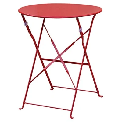 Image of Bolero Red Pavement Style Steel Table 710X595mm Garden Restaurant Commercial