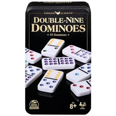 Image of Spin Master Games, Cardinal Classics Double Nine Dominoes Set in Storage Tin, for Kids, Classic Game, Adults &amp; Kids Ages 8+