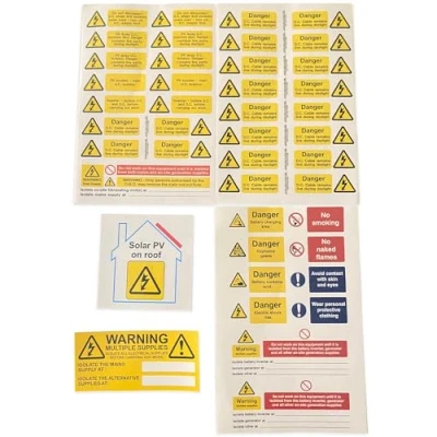 Image of iSigns Solar Contractor Pack, Panel Safety Labels Ideal for any Building with Panels, Power or a Generator, British HSE Approved