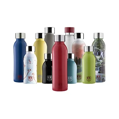 Image of BUGATTI B Bottles Twin Thermal Bottle 500 ML Red Keeps Liquids hot for H12, Cold H24 and ice H36 18/10 Stainless Steel Fitness Bottle, Ecological Reusable Designed in Italy