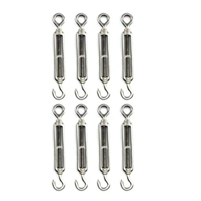 Image of Turnbuckle wire tensioner Faspiroty M6 8 pack 304 stainless steel adjustable hook&amp;eye set heavy duty
