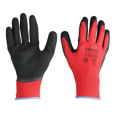 Image of Timco Toughlight Grip Gloves Sandy Latex Coated Polyester Multi Pack (Size X Large 12 Pieces)