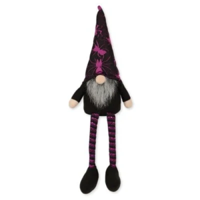 Image of FabFinds Halloween Gonk Gnome with Grey Beard Spooky Hat (Black Dangly Leg 43cm)