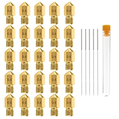 Image of 0.4MM MK8 Ender 3 Nozzles 25 pcs 3D Printer Brass Extruder for Makerbot Creality CR 10 with 5 Needles and Metal Storage Box (0.4mm)