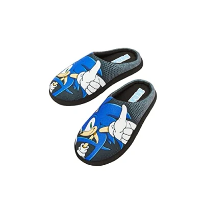 Image of Sonic The Hedgehog, Mens / Older Boys Slippers Black Blue, 7 UK