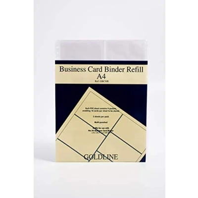 Image of Exacompta Ref GBC9/RZ Guildhall Business Card Binder Refill Sheets, A4, 9 Pockets Per Sleeve, Suitable for Use With DBCB9/BLUZ Binders 5 Sleeves