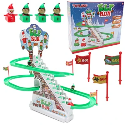 Image of Toyland® Musical Light Up Elf &amp; Santa Run Game Christmas Games Novelty For Children Age 3+