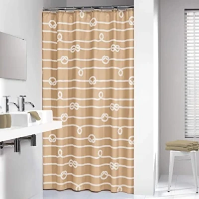 Image of Sealskin Rope Shower Curtain, Polyester, Sand, 180 x 200 cm