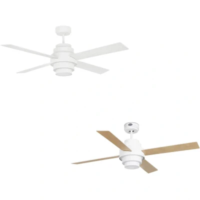 Image of Disc LED Large Ceiling Fan White, Maple