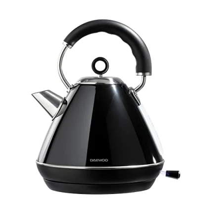 Image of Daewoo Kensington Pyramid Kettle, Stainless Steel, 3000 W, 1.7 liters, Black