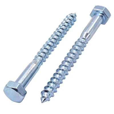 Image of SKIR&#039;CO (10 pcs) DIN 571 Zinc Plated Steel Hexagon Head Wood Screws M8 x 80 mm, Coach Screws, Hex Screw, Lag Bolts