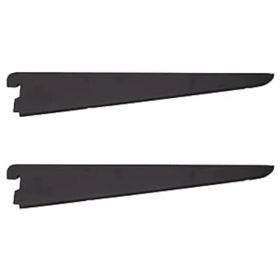 Image of EAI Twin Slot Wall Mounted Shelving Bracket Pack of 2, Black, 270mm Strong, Heavy Duty Steel Shelf for Shed, Garage, Indoor Storage Easy to Install Rack