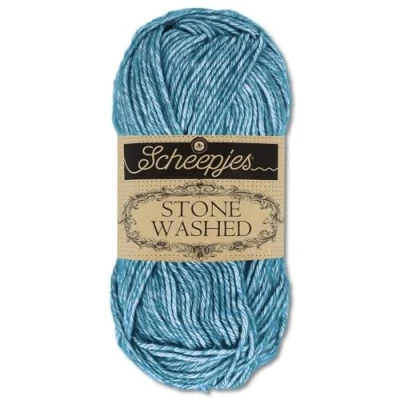Image of Frida&#039;s Wollhaus Scheepjes 50 g Stone Washed Knitting Crochet Silky Soft Wool Yarn 36 Colours (805 Blue Apatite)