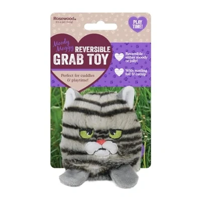 Image of Rosewood Moody Moggy Reversible Grab Toy Dual Sided Interactive Catnip Cat for Engaging Play &amp; Exercise