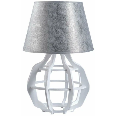 Image of Bento Table Lamp With Round Tapered Shade White, Silver, 30.5cm, 1x E27