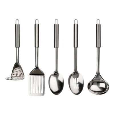 Image of Premier Housewares 804792 Kitchen Set 5 Pieces Cooking Utensils Utensil Stainless Steel 34x12.2x11.8 cm, Silver