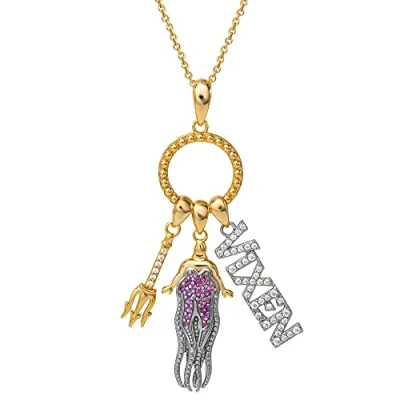 Image of Disney Villains Ursula Sterling Gold Plated Silver Vixen Cubic Zirconia Charm Pendant Necklace, Officially Licensed