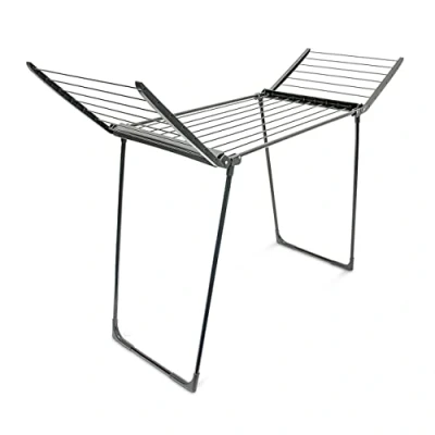 Image of Relaxdays Foldable Clothes Drying Rack, Indoor &amp; Outdoor Use Airer, Black