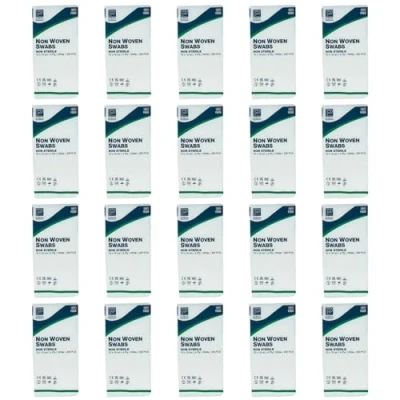 Image of Premier Non Sterile Woven Swabs, 4 Ply, 10 cm x cm, White Paper Packs, Soft, Virtually Lint Free, Peel Open Pouch, Latex Free (20)