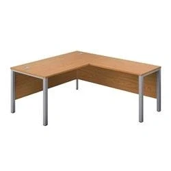 Image of 1800X800 Goal Post Right Hand Return Desk Nova Oak Silver