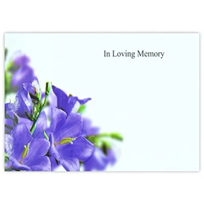 Image of celloexpress In Loving Memory (Bellflowers) Flower Message Cards 90mm x 125mm Bereavement Florist Card Sympathy Condolences Notes (Pack of 6)