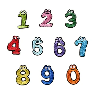 Image of 10 Pcs Set Numbers Sew on Embroidered Patches Iron Patch Sewing Applique Badge Bag Clothes Fabric DIY for Dress Hat Jeans Accessories