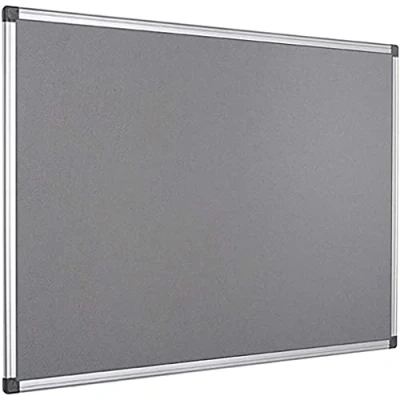 Image of KAV 60 cm x 45cm Aluminium Frame FELT Notice Pin Board Bulletin for Office, School, Bedroom, Memo, and Home (Grey)
