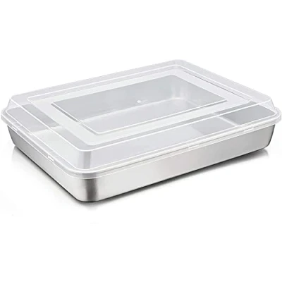 Image of Joyfair Stainless Steel Rectangular Baking Tin with Lid (31 x 24 5 cm)