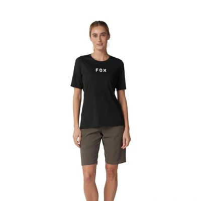Image of Fox Racing Women&#039;s Ranger Short Sleeve Jersey Shirt, Black Wordmark, Medium