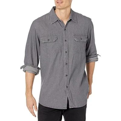 Image of Wrangler Authentics Men&#039;s Long Sleeve Classic Woven Shirt, Grey, Large