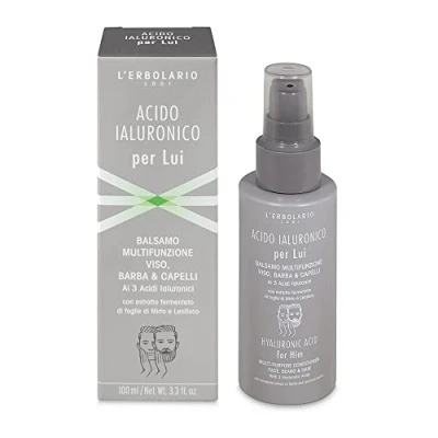 Image of Hyaluronic Acid Multipurpose Conditioner Face Beard and Hair by LErbolario for Men 3.3 oz Condition