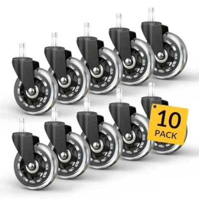 Image of HOLKIE Office Chair Wheels 10 Pack 11x22mm Transparent Replacement Desk for Hard Floor Casters Set of 5 Heavy Duty Wheel Computer Gaming