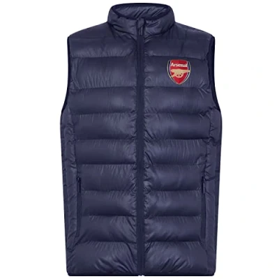 Image of Arsenal FC Official Football Gift Mens Padded Body Warmer Gilet Small Navy Blue