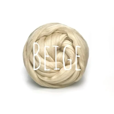 Image of Colorful Passions Merino Wool for arm Knitting Chunky Blanket Weaving Felting Jumbo Yarn Giant Soft (Beige, 100g (0.22lb))