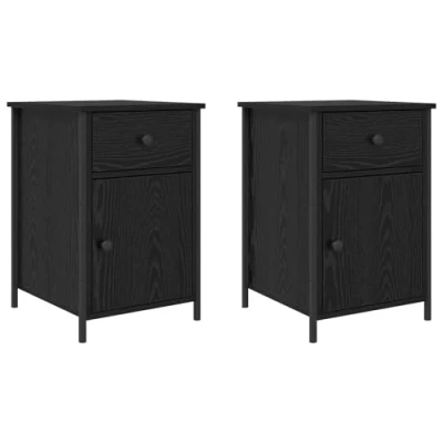 Image of vidaXL Bedside Cabinets 2 pcs Black Oak 40x42x60 cm Engineered Wood